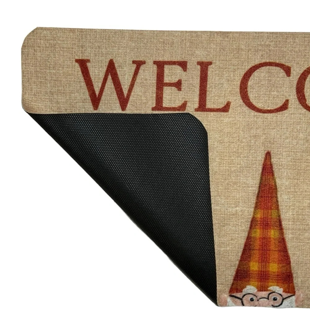 Thankful Home Accent Rug Gnome Welcome Mat Non Skid 17 x 30 in Neutral Rustic